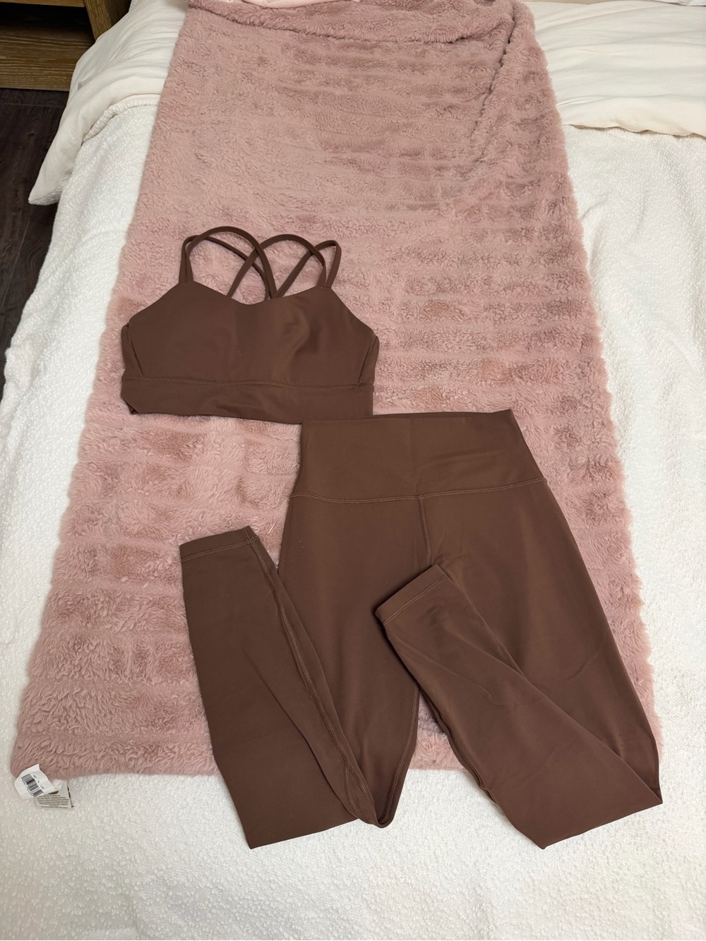 CRZ YOGA Brown High-Waist Leggings with Strappy Sports Bra